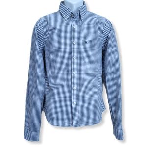 Abercrombie & Fitch Mens L Muscle Button Down Shirt Blue Plaid Long Sleeve